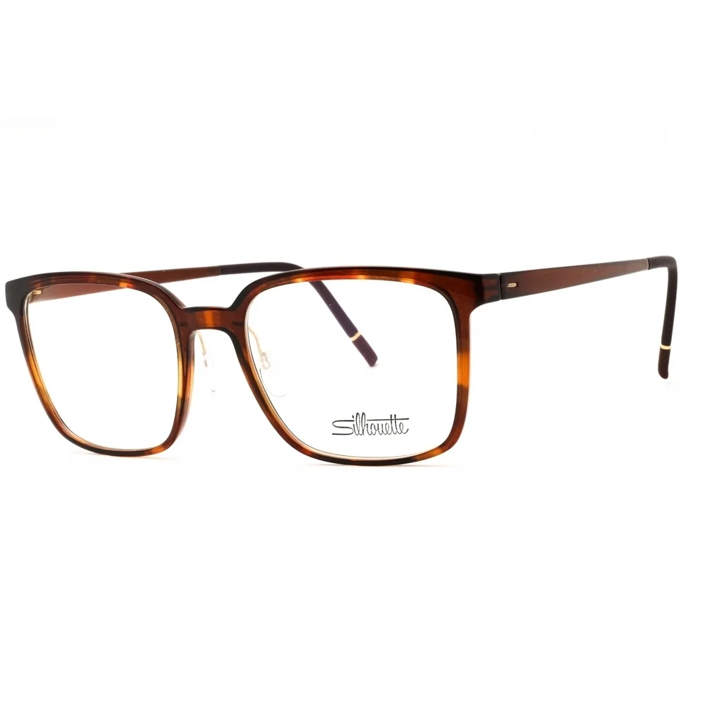 NWT Silhouette Vivid Sky 2957/75 Havana Black Rectangle 53mm Eyeglasses